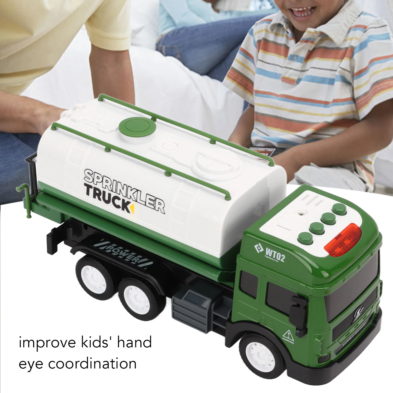 ZK50 Sprinkler Truck Toy Sound Lights High Simulation Hand Eye Coordination Alloy Sprinkler Truck for Kids Ages Over 3