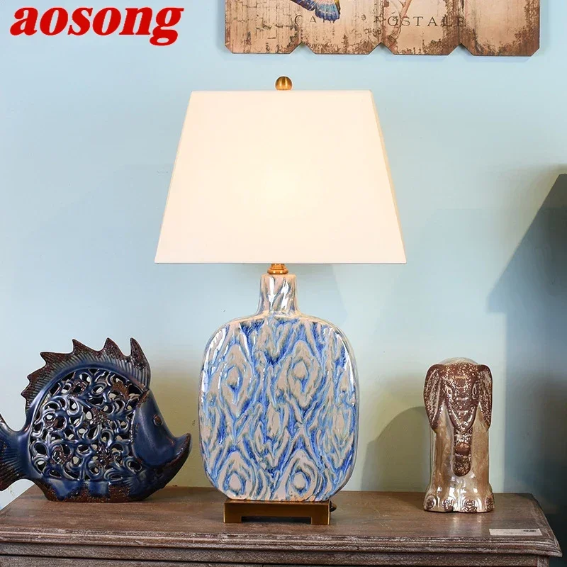 

AOSONG American CeramicTable Lamp Retro Creativity Living Room Bedroom Study Hotel Engineering Designer Desk Lighter Desk Light