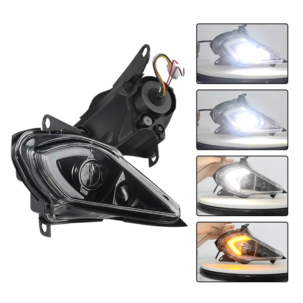 LED Headlights Assembly Kit for Yamaha Raptor 250 350 700R YFZ450R YFZ450X Wolverine 350 Accessories DRL Turn Signal Headlamp image 3