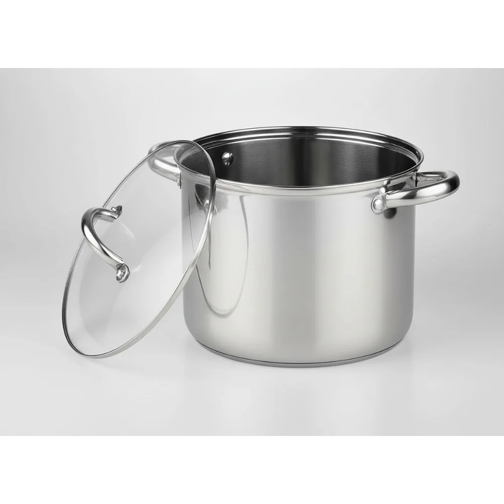 

Кастрюля из нержавеющей стали на 12 литров с крышкой — индукционная совместимая суповая кастрюля для семейной приготовления пищи и крупных блюд