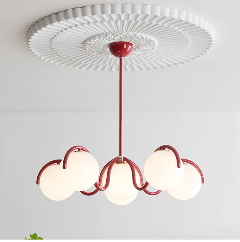 

Nordic Magic Bean Glass Pendant Light, red, cream color, Living room Chandelier, Minimalist Bedroom, Study, Dining room Light