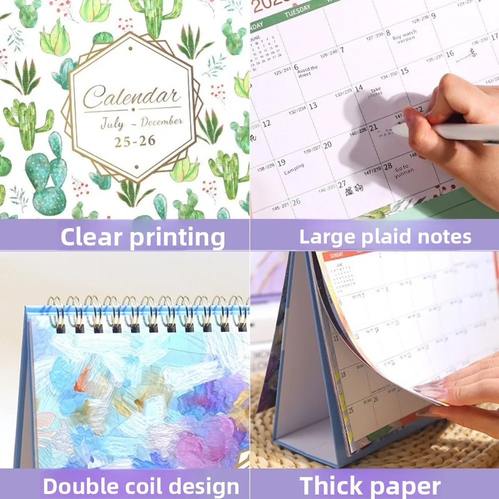 새로운 소형 2026 책상 달력 절묘한 디자인 플립 스타일 데스크탑 달력 일일 주간 스케줄러 가정용