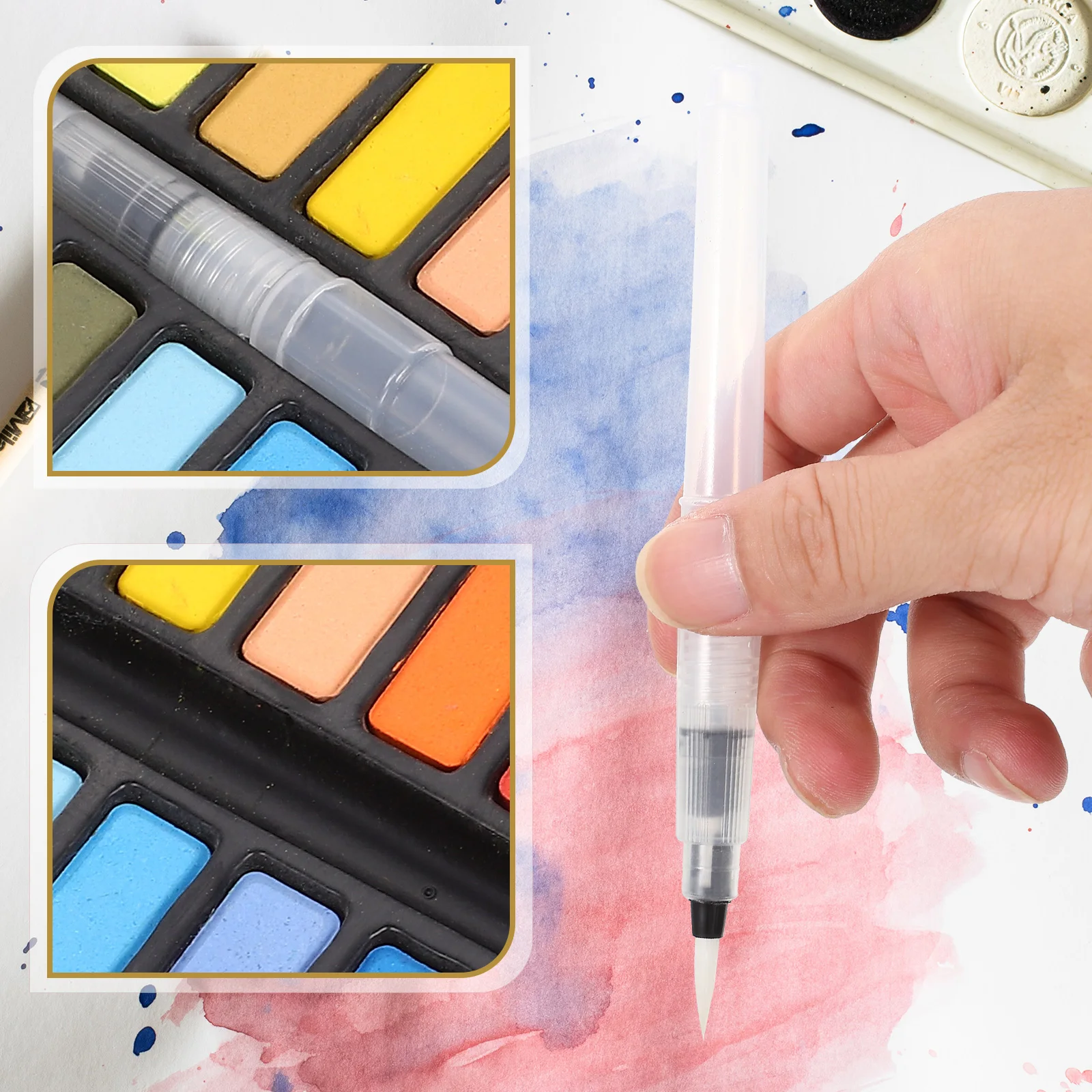 1Set Solid Watercolor Pigment Kit Highly Concentrated Colors Portable Convenient Travel Multi-Function Watercolor Kit