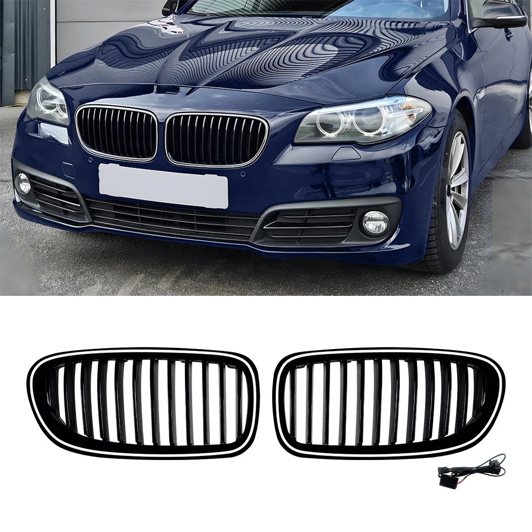 

With Light Front Bumper Grille Kidney Racing Grill Grilles BodyKit For BMW 5 Series F10 F11 2011-2017 ABS Tuning Accessories