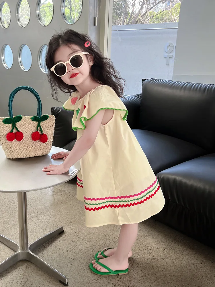 

Girls' Dress Children's Skirt New Style Girl Baby Princess Dress First Birthday Dress Korean Style Heart Embroidery