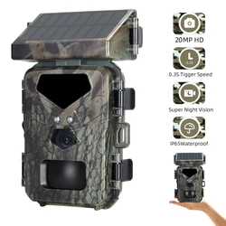 Caméra Solaire d'Endurance 20MP HD 1080P, Vision Nocturne 0.2s, Security ée par le Mouvement, Étanche, pour Piège de Jardin