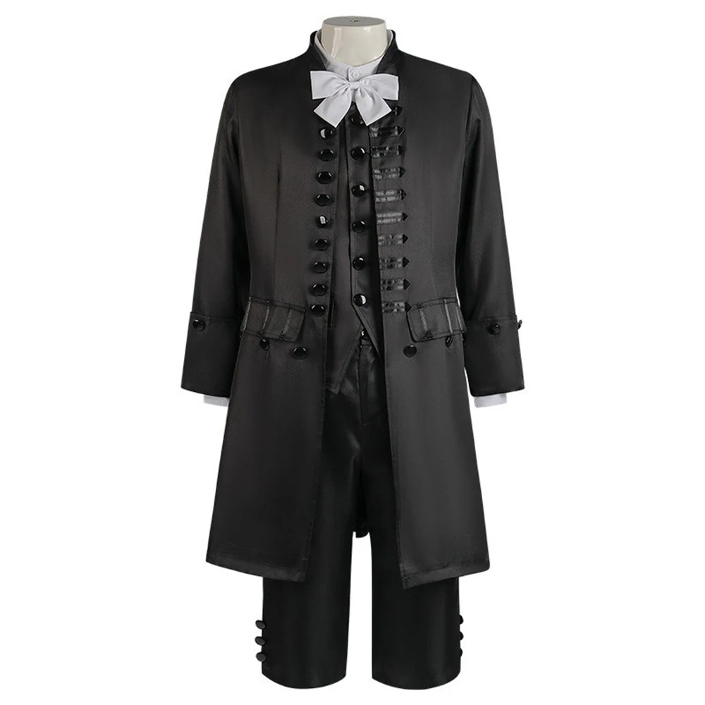 Baroque Style English Gentleman Suit Set Cosplay Costume Shirt Vest Pants Bow Tie Black Suit Outfits Halloween Carnival Suit