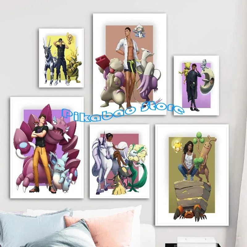 American Version of  Pokemon Center Trainers Series Little Youmali, Salina, Chibana Posters, Home Canvas Hanging Paintings