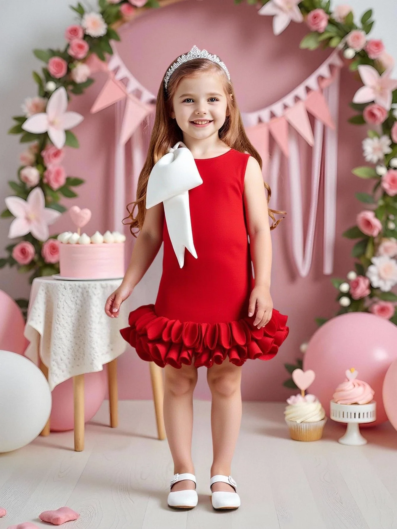 Flower Girl Dress Air Cotton Floral 3D Design Bowknot Birthday Party Performance Dance Dress Elegant Children's Dresses