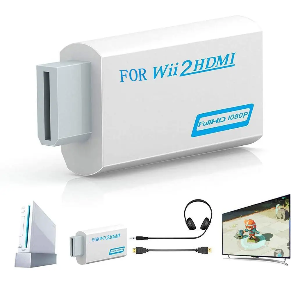 Full HD HDMI-Compatible Adapter For Wii Console Converter with 3.5mm Jack Audio Video Cable 720P For PC HDTV Monitor Display image 2