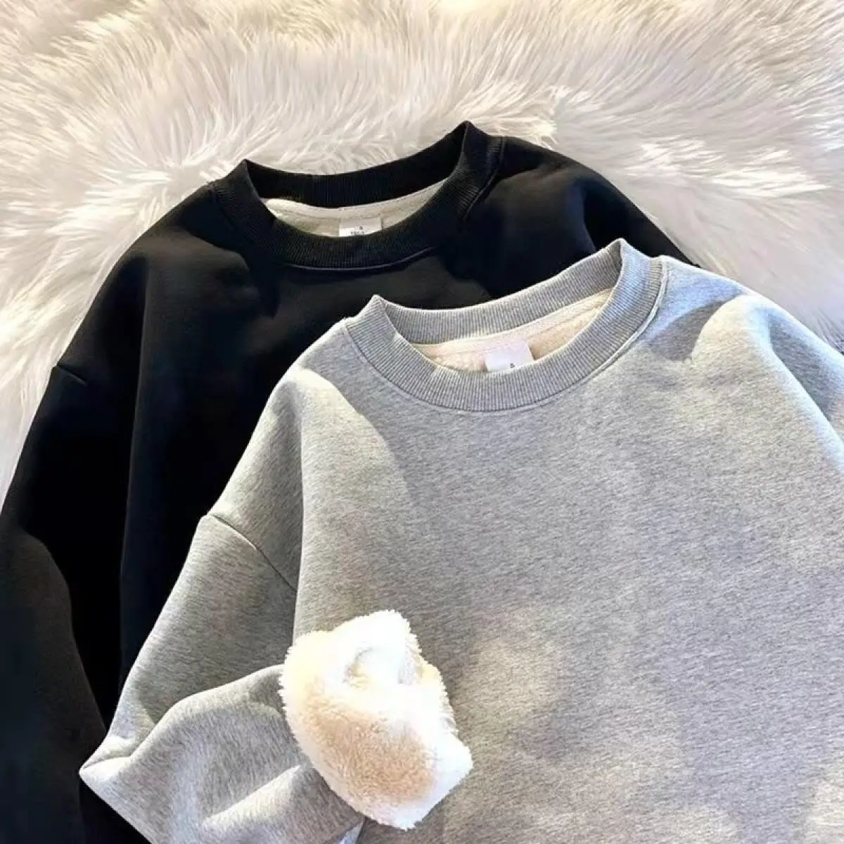 Men's Autumn Winter Fleece Lined Warm Top Korean Fashionable Long Sleeved Base Shirt Plush Casual Warm Underwear T-shirt