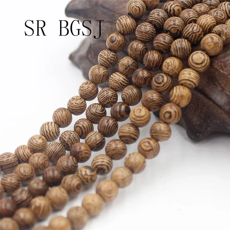 108pcs  6mm 8mm 10mm Jewelry DIY Round Tiger Sandalwood Mala Meditation Loose Beads