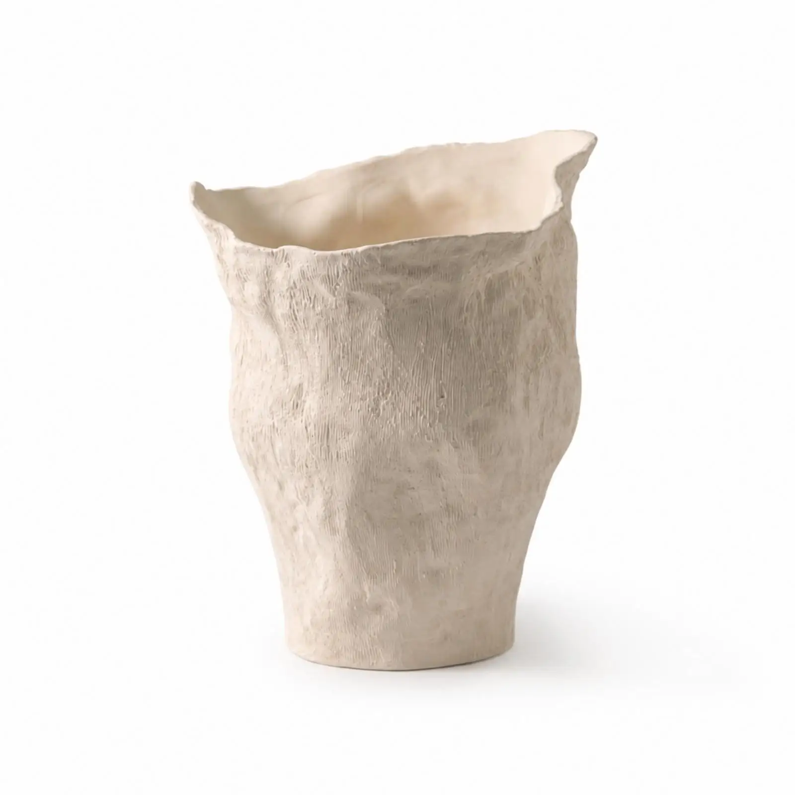 Rustic Ceramic Decorative Vase Wide Mouth Planter Textured Surface Artisan Pottery for Floral Arrangement Display