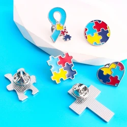 6x/Set Clothes Lapel Pins Autism Awareness Pins Autism Puzzle Enamel Pin Badge Autism Brooch Enamel Lapel Pin for Unisex 40GB