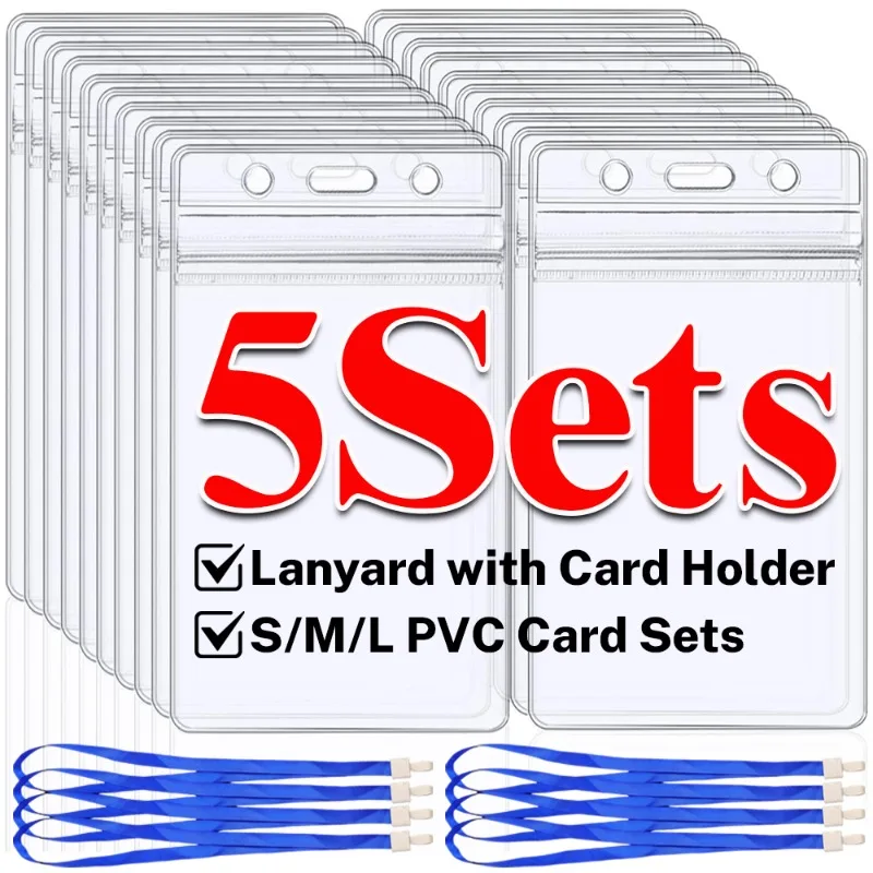 

Ремешок с держателем для карт, водонепроницаемый прозрачный закрывающийся держатель для карт, именная бирка, идентификационные бейджи, защитный рукав для школьного офиса