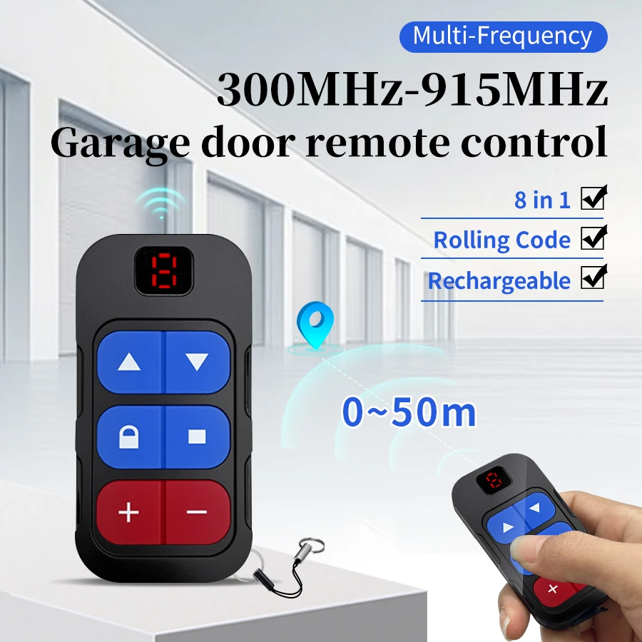 controle-remoto-recarregavel-8-em-1-multifrequencia-300-915mhz-para-portao-de-garagem-duplicador-de-acesso-copia-de-codigo-fixo-e-rolante