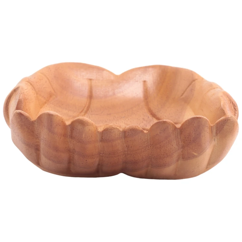 1 Piece Carved Hands Offering Bowl Wood Color Wooden Crystal Holder For Stone - Key Bowl - Crystal Storage Tray