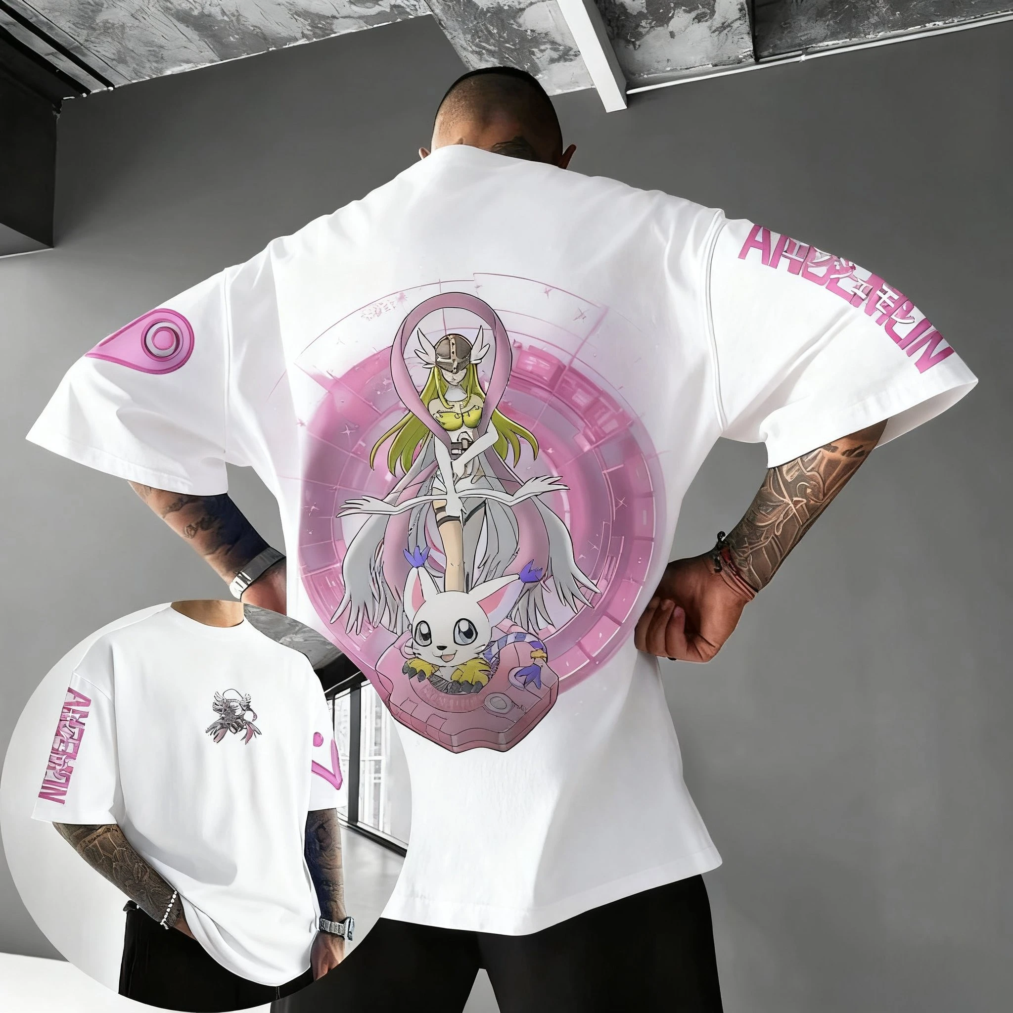 

Мужская футболка большого размера с принтом аниме Digimon, летняя хлопковая уличная одежда с короткими рукавами, повседневный топ, японская футболка с рисунком мультфильма Y2k