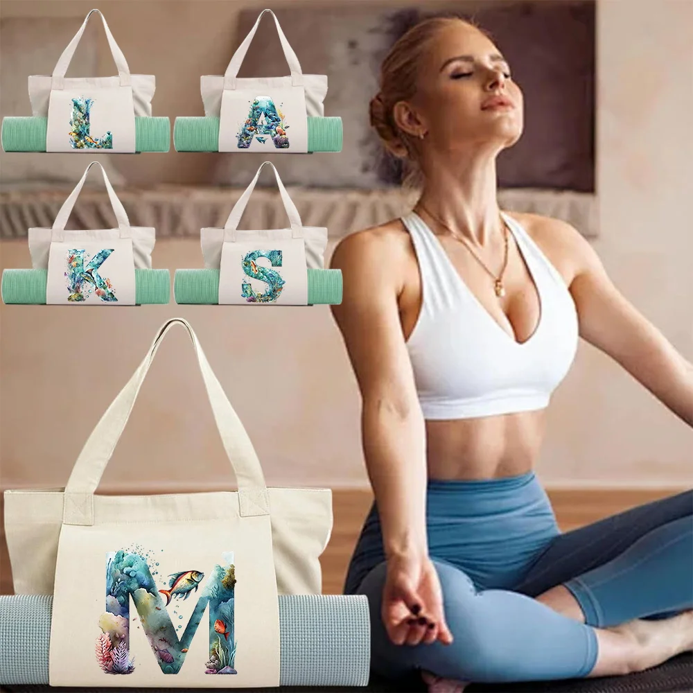 

Canvas Yoga Bag for Women Single Shoulder Large Capacity Portable Fitness Sports Travel Storage Pilates Equipment Storage