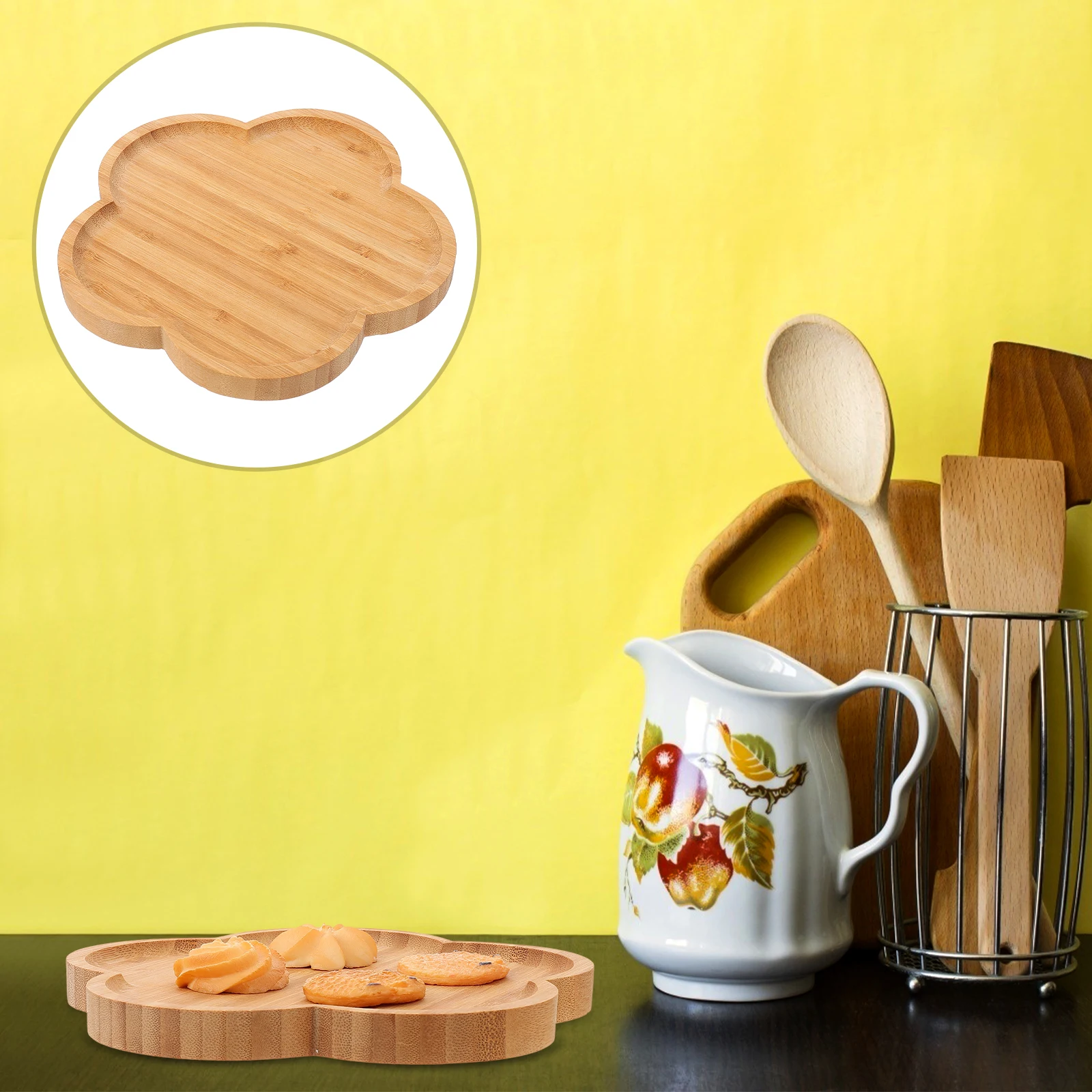 

Wooden Breakfast Tray Baking Snack Serving Shape Shaped Bread Holder Food Plate Platter