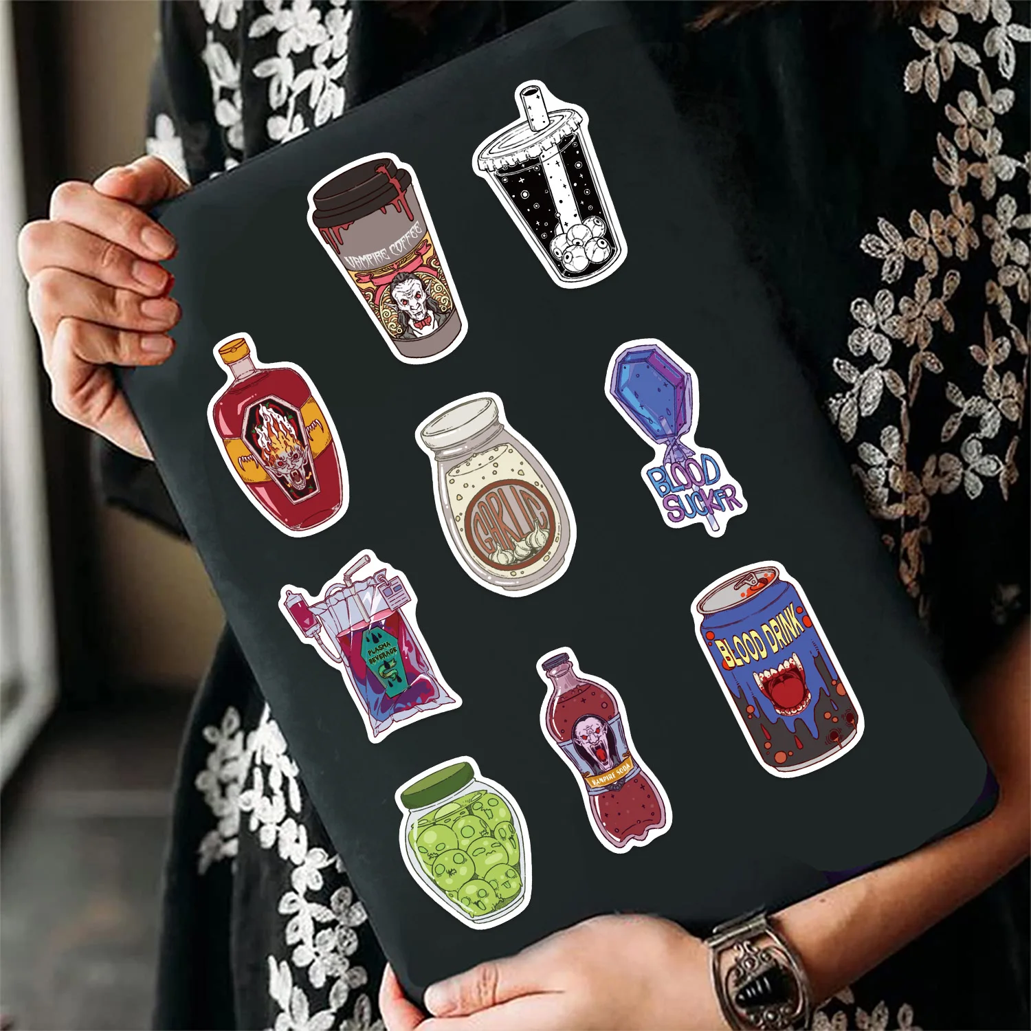 50 pçs zumbi comida adesivo para portátil telefone bagagem scrapbook guitarra capacete de bicicleta diy decoração adesivo legal engraçado decalque