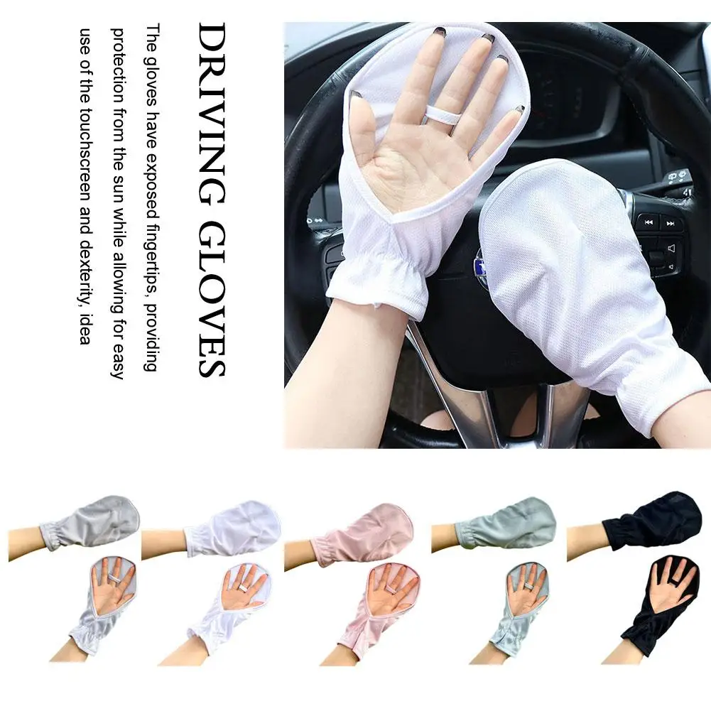 Guantes de protección solar para mujer, malla de refrigeración transpirable, puños finos para brazo y muñeca, ideal para conducir, ideal para verano, 1 par