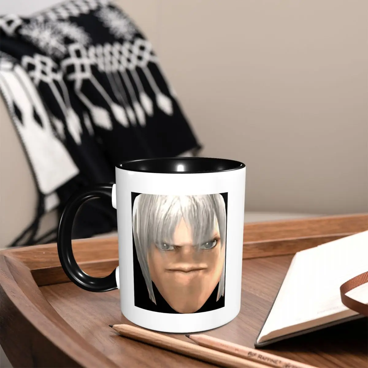 Blursed Dante - Devil May Cry Ugly Funny Face Meme Mug Funny Ceramic Coffee Cups Tea Mugs Milk Cup Drinkware Gift for Friends