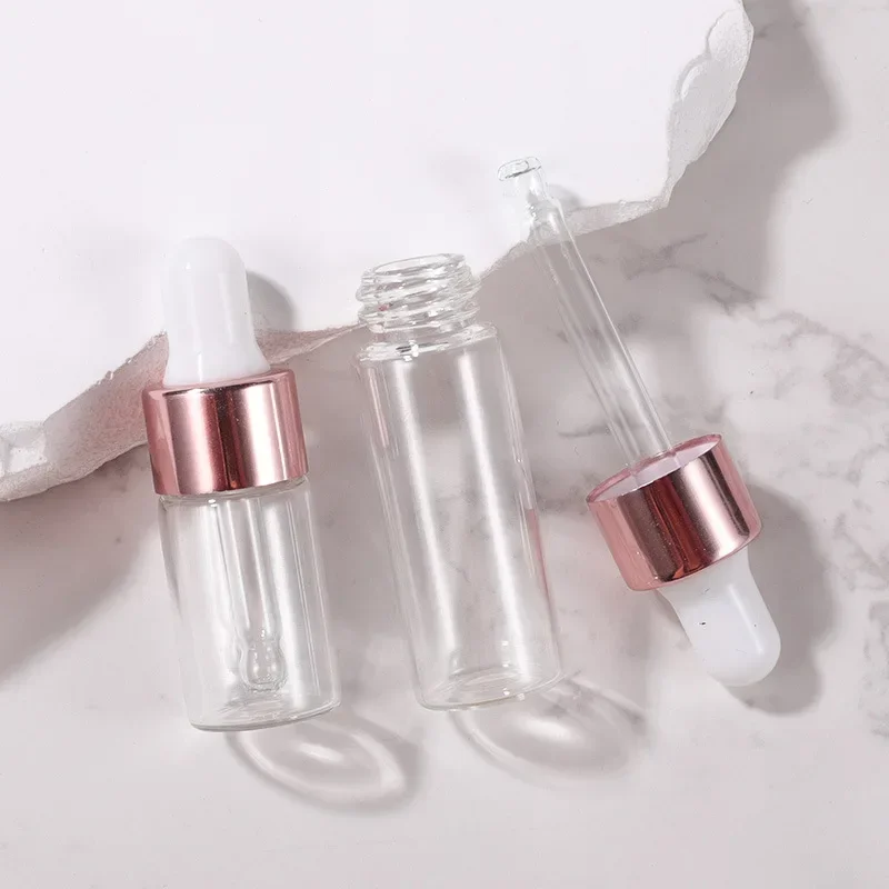 1ml 2ml 3ml Empty Portable Frosted Glass Dropper Bottle Rose Gold Cap Travel Essential Oil Perfume Refillable Vial DropperBottle