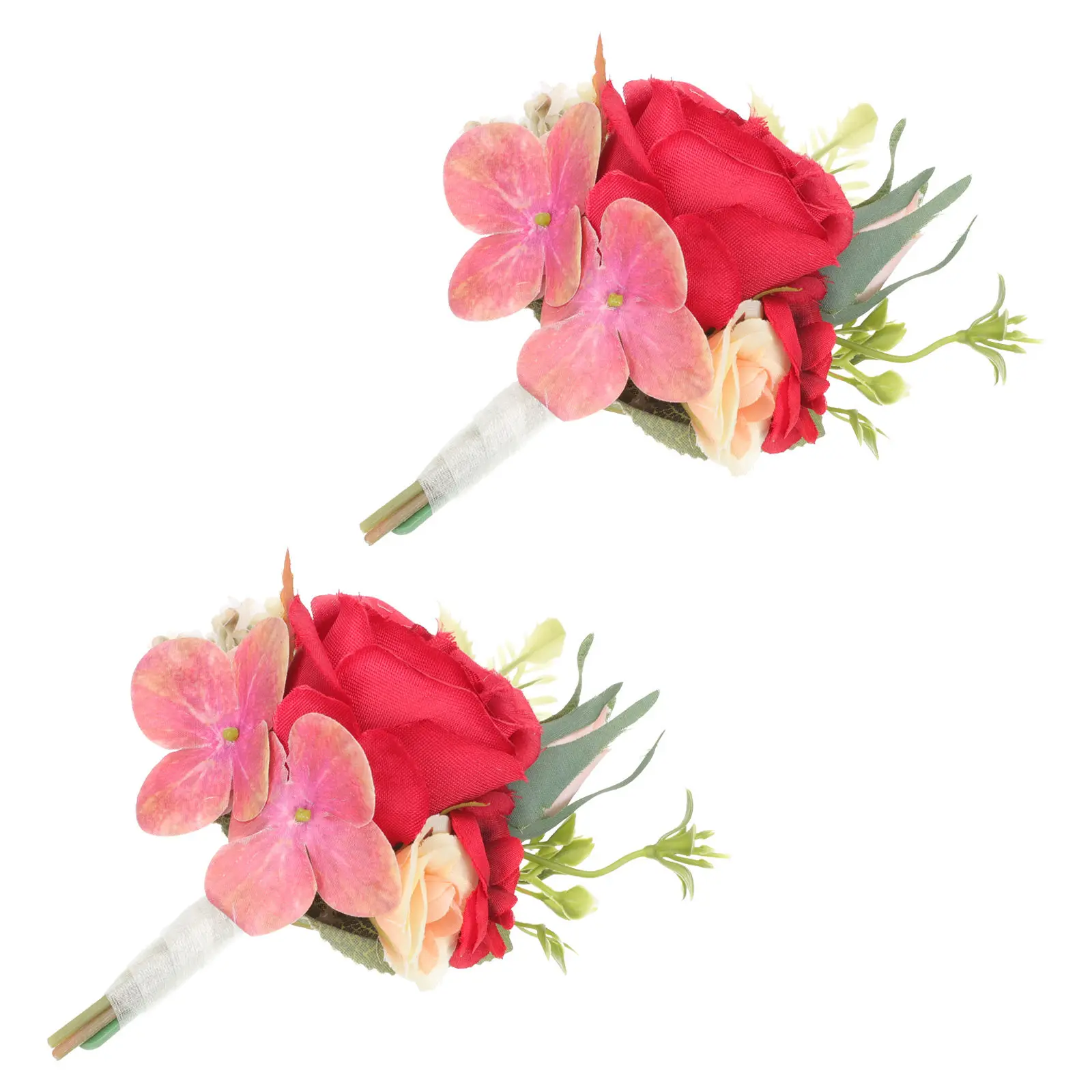 2Pcs Simulation Flower Corsages Wedding Groom Boutonniere Best Man Brooch Premium Material Fade Resistant Vibrant Color Creative