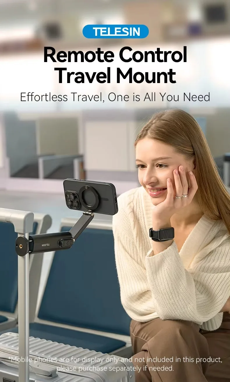 

TELESIN Shooting Selfie Mobile Phone Retractable Portable Clamp Type Wireless Remote Control Cellphone Selfie Stick Holder