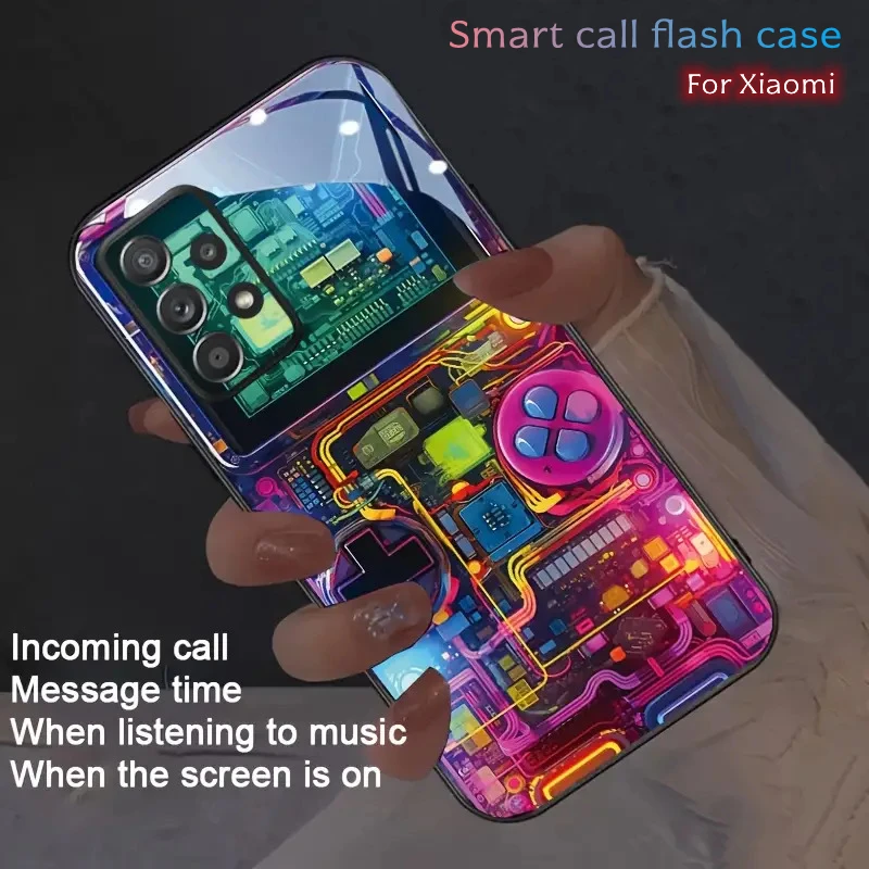 

For Xiaomi Redmi Note 14 13 12 11 Pro Plus 5G Case Shockproof LED Flash Phone Case For Xiaomi Mi 17 15 Pro Max Glow Back Cover
