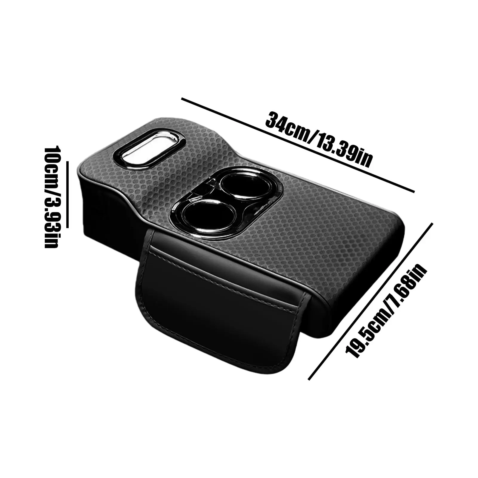 Multifunctional Car Armrest Cushion, Center Console Organizer with Tissue Holder & Cup Holders, Height-Adjustable Armrest Pad view 3