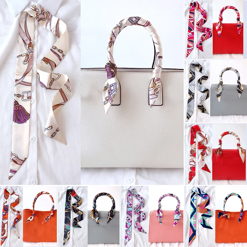 

Шарф-платок женский из искусственного шелка, 4х95 см, тонкий, длинный, для волос, повязка на голову, модная лента для сумки, женский галстук