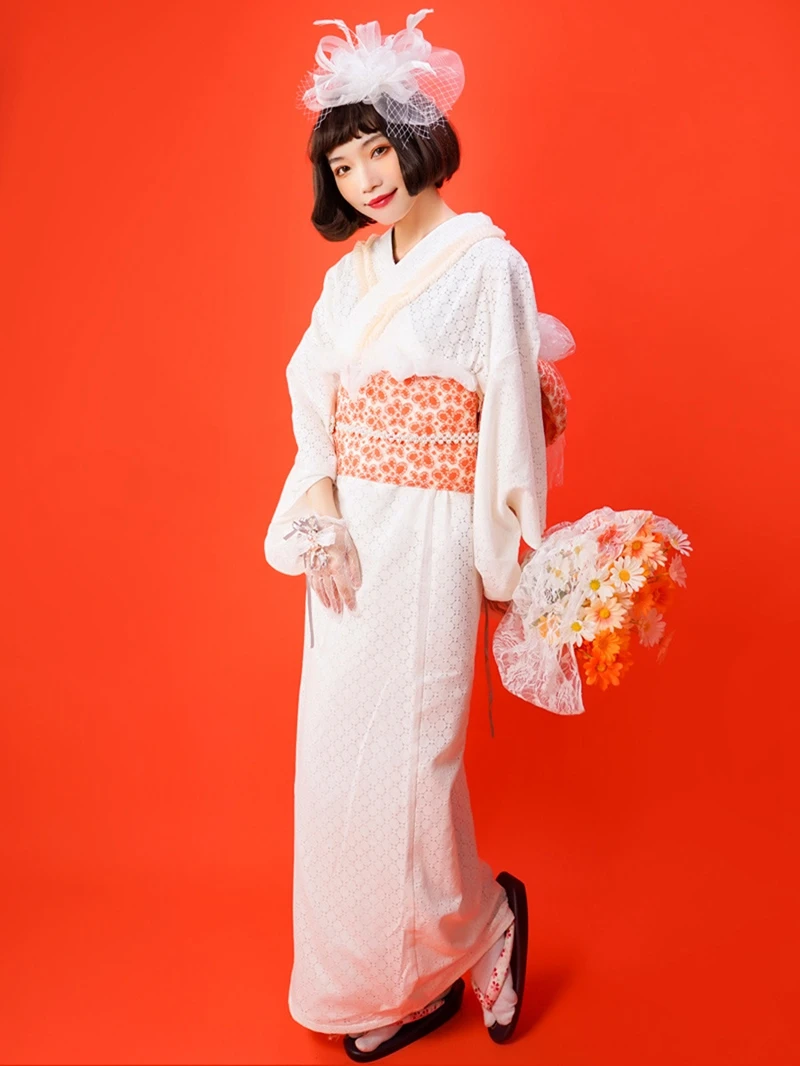 

Japanese Traditional Kimono Cardigan Women Dress Bath Robe Yukata Geisha Cosplay Clothing Asian Performance Photoshooting