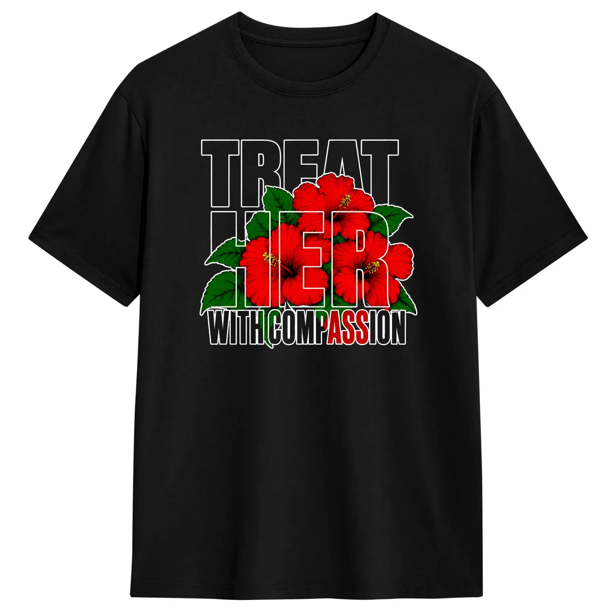 T-shirt Harajuku « Traitez-la avec compassion », 100 % coton, T-shirt populaire pour homme, design génial, manches courtes, été