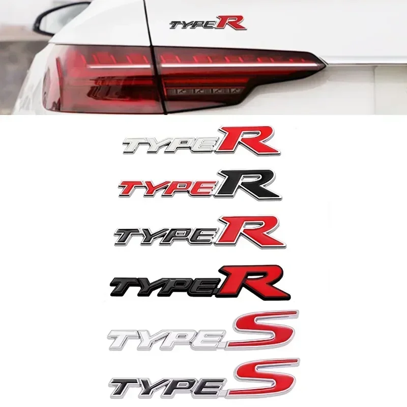 3D Metal Type S Type R Car Front Grill Rear Trunk Emblem Badge Sticker Decal For Honda Civic Typer TypeS CRV HRV Accord Fit