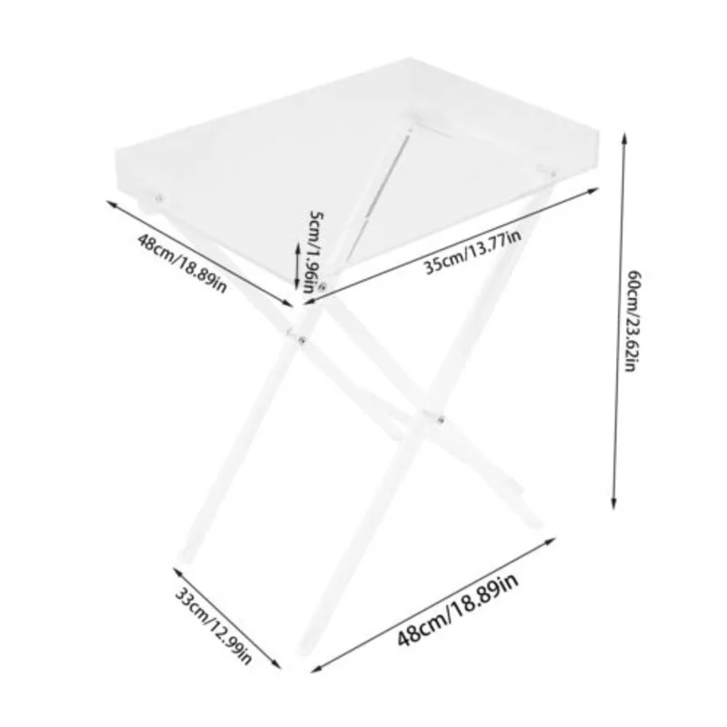 Mesa lateral acrílica plástica transparente, bandeja dobrável do petisco, mesa de café, corredor, mobília moderna da sala