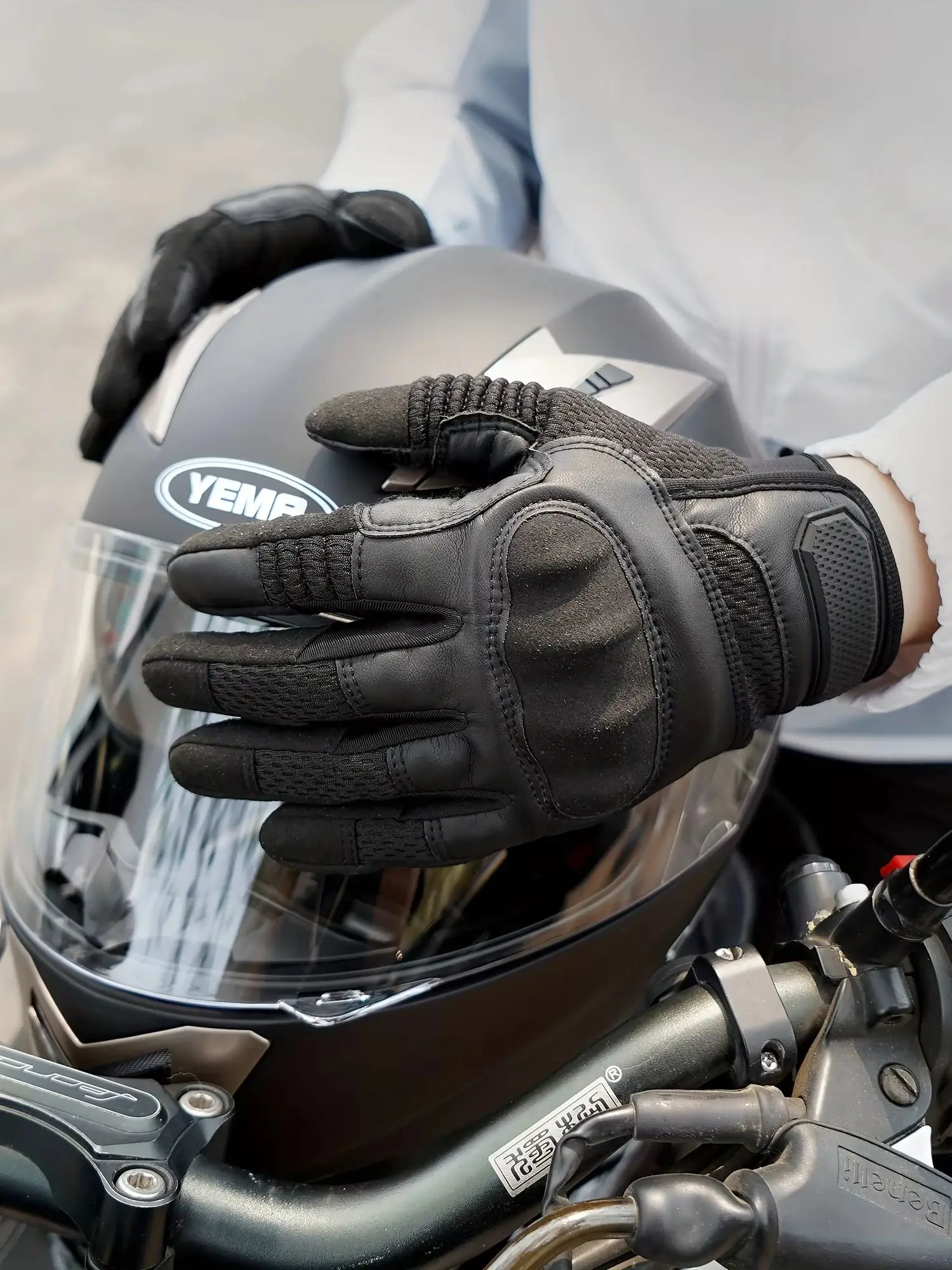 AliExpress NONE Touchscreen PU Leather Motorcycle Gloves Racing Pit Bike Riding Motorbike Moto Motocross Enduro Non-slip Protective Gear Men
