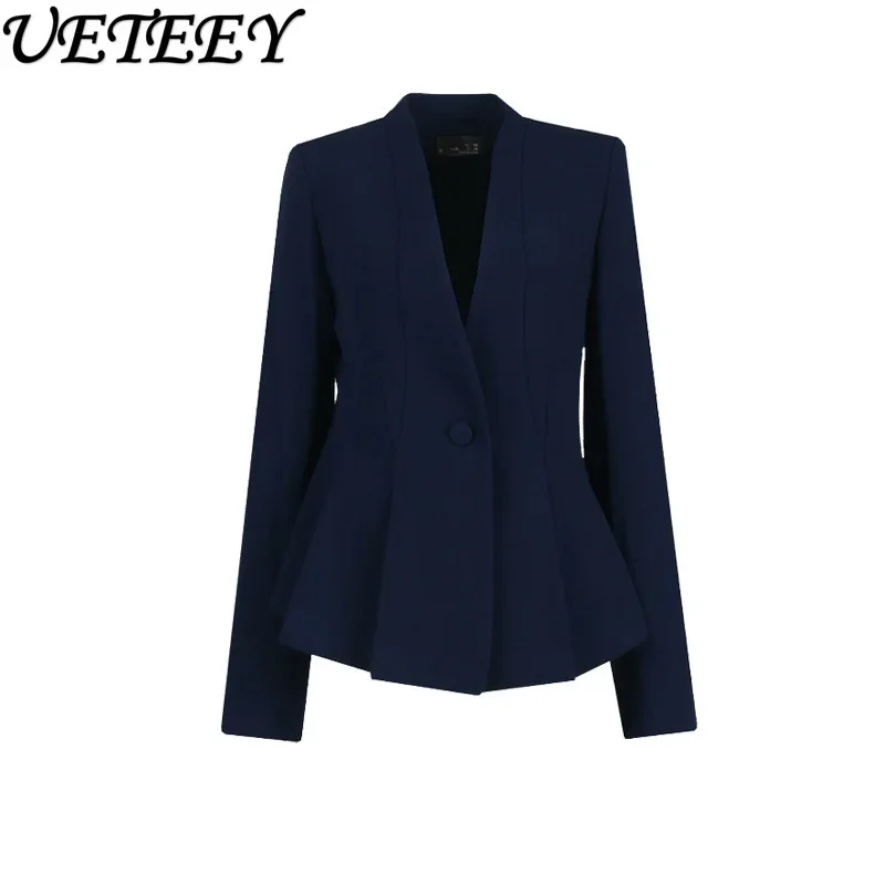 Female One Button Suit Coat Women\'s Slim-Fit Slimming Spring Autumn New Korean Style Temperament Commute Short Blazer Jacket