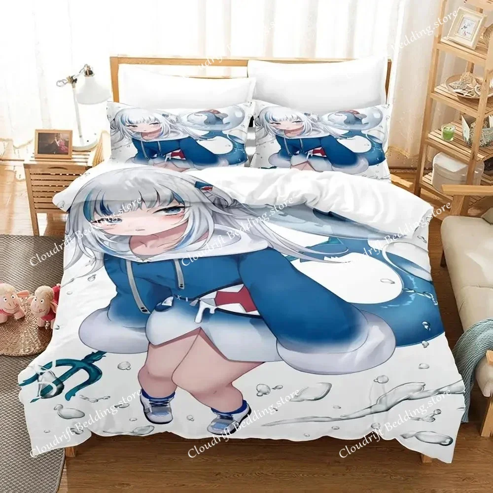 Gawr Gura Reflect Fanart holoMyth Bedding Set Duvet Cover Bed Set Quilt Cover Pillowcase Comforter king Queen Size Boys Adult 4