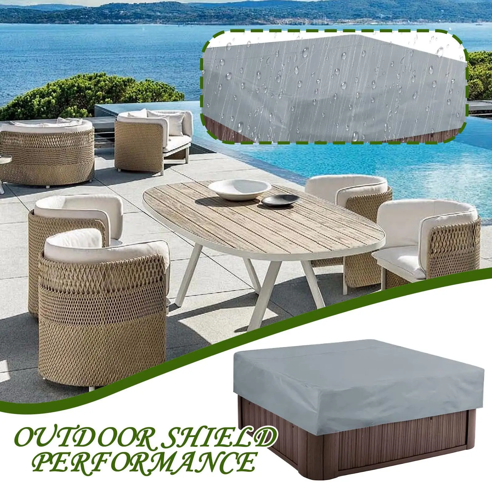 

Hot Tub Cover Waterproof Heavy Duty Protection Spa Cover Caps For Outdoor Garden Backyard Deck Poolside Residential Home