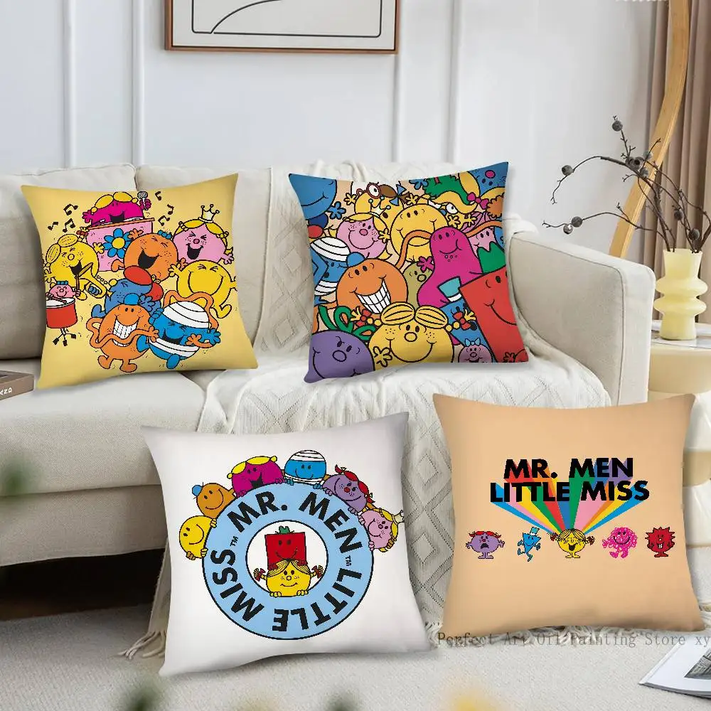 1pc Mr.Men And L-Little M-Miss Pillow Case Fashion Square Pillowcase Bedroom Sofa Room Ins Decoration Leisure