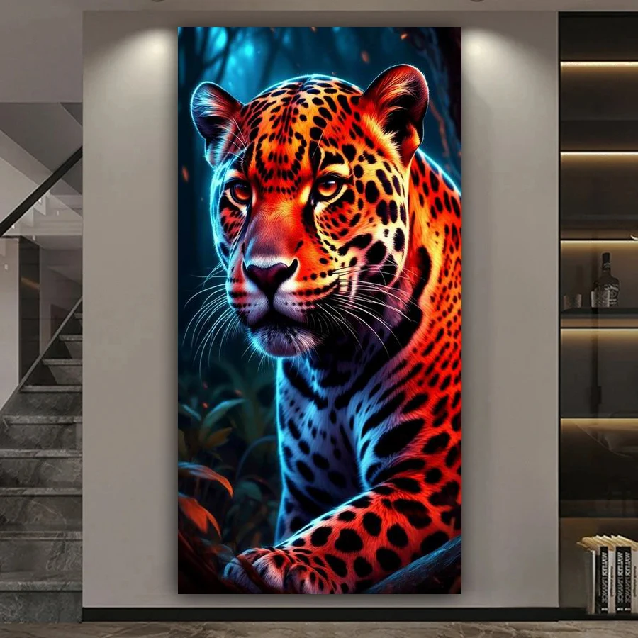 

Tiger and Leopard Diy Diamond Arts For Adults Painting New Collection Large Size Wild Animals Full Mosaic Embroidery Picture