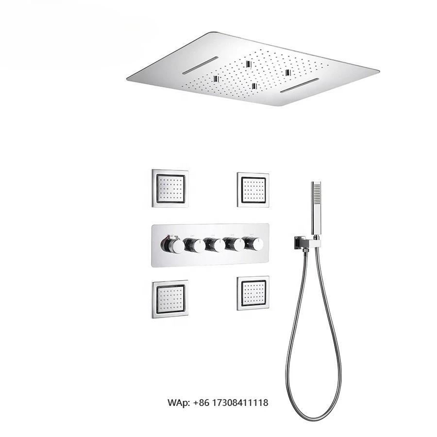 

Soft Rain Brass Constant Temperature Chrome Plated One-piece Kit Massage Nozzle Handheld Sprayer Waterfall Shower
