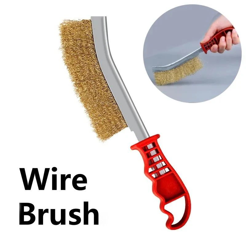 녹 제거용 와이어 브러시, 스테인리스 스틸 와이어 브러시 도구(자동차 그릴 페인트 용접 슬래그 주방 청소용 손잡이 포함)