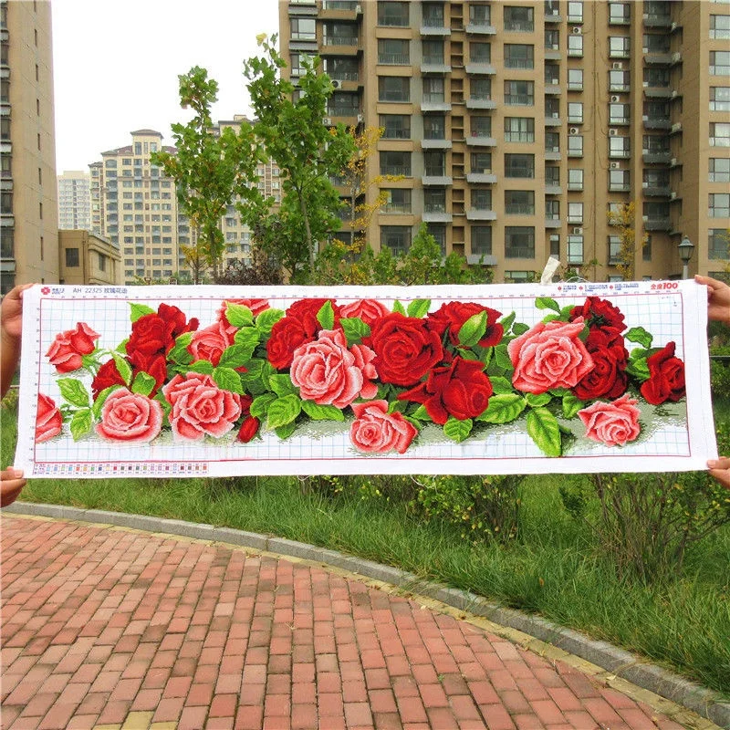 

Вышивка крестиком ручной работы, сборный продукт, язык розы, произведение искусства для гостиной, спальни, столовой, настенная подвеска