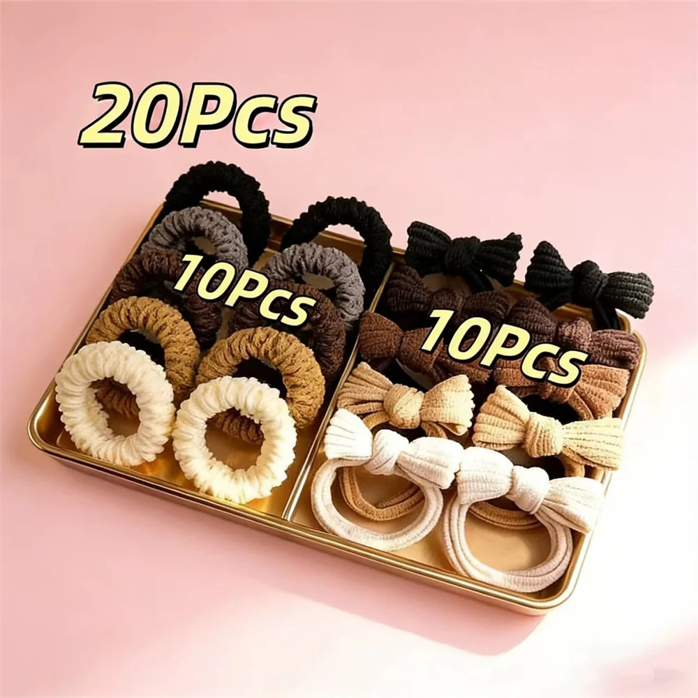 20 Stück Gemischte Farben Hochelastische Dicke Haargummis Set für Frauen Elegante Süße Einfarbige Scrunchies Set