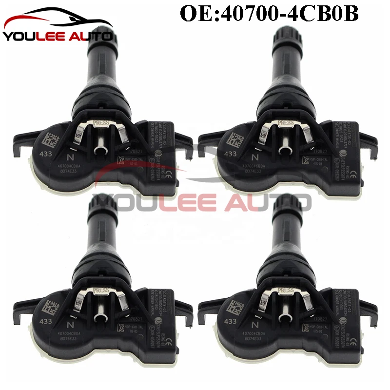 4PCS 40700-4CB0B 40700-4CB0A TPMS Tire Pressure Sensor For Nissan Altima Rogue Leaf Infiniti QX50 Renault Megane Lada Auto Parts