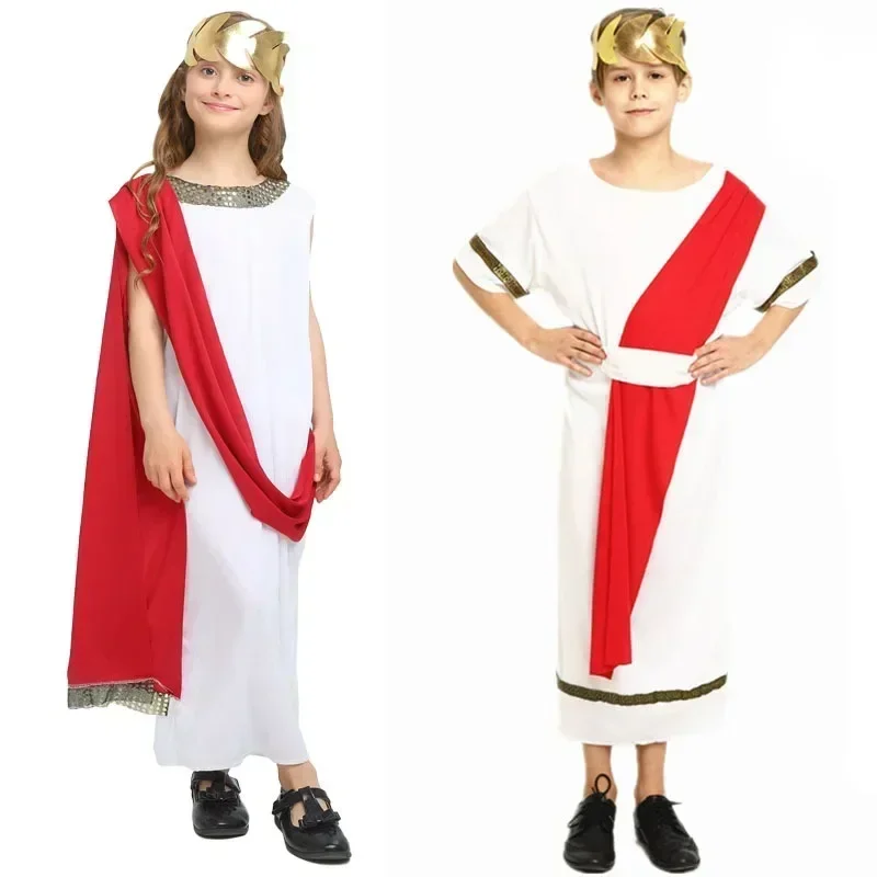 

Halloween Costumes for Children Male Roman Goddess Greek Queen Long Skirt Children Female Greek and Roman Costumes