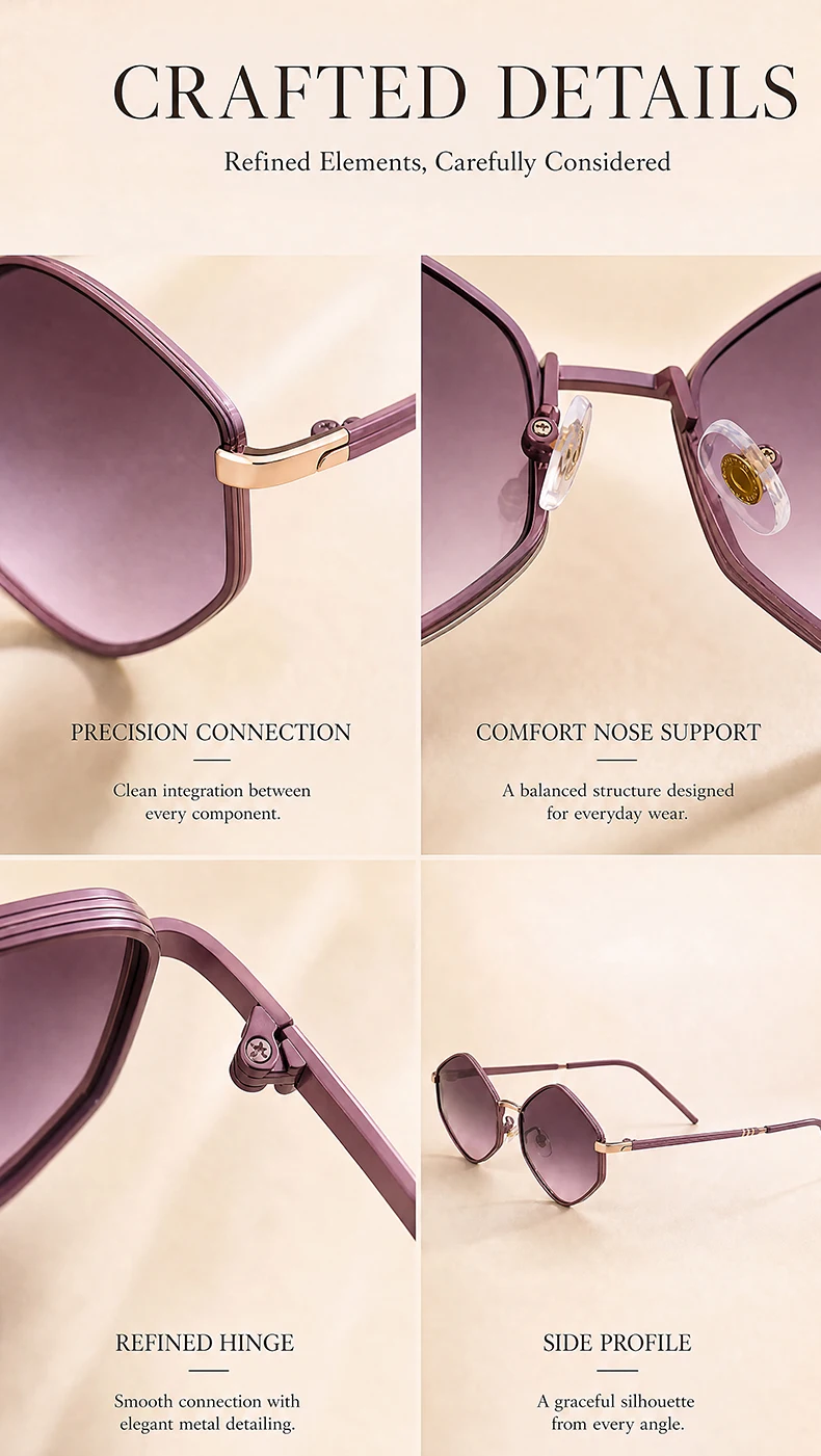 Kleine Sechseckige Punk-Sonnenbrille für Damen 2026 Luxusmarke Klassische Steampunk Polygon-Sonnenbrille für Damen Vintage-Schattierung – Detail 7
